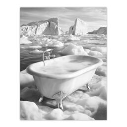 "Artery8 Elegant Bathtub Polar Ice Cap Black White Surreal Wall Art Print - Size: W24"" x H32""" - thumbnail 1