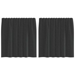 Berkfield Home Voile Curtains with Tab Top 2 pcs Black - thumbnail 2