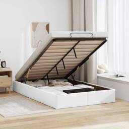 Berkfield Home Ottoman Bed Frame without Mattress White Double Faux Leather - thumbnail 2