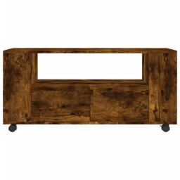 Berkfield Home TV Cabinet Smoked Oak 102x34.5x43 cm Engineered Wood in Brown - thumbnail 6