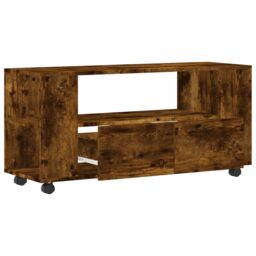Berkfield Home TV Cabinet Smoked Oak 102x34.5x43 cm Engineered Wood in Brown - thumbnail 5