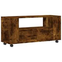 Berkfield Home TV Cabinet Smoked Oak 102x34.5x43 cm Engineered Wood in Brown - thumbnail 2