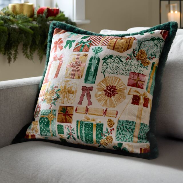 Furn All Wrapped Up Faux Fur Cushion in Emerald - Size: 50 cm x 50 cm - image 1