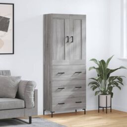 Berkfield Home Highboard Grey Sonoma 69.5x34x180 cm Engineered Wood - thumbnail 1