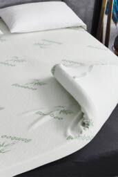 Ezysleep Super Soft Bamboo Memory Foam Mattress Topper 1 Inch in White - Size: Single - thumbnail 1