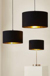 ValueLights Reni Grey Fabric with Metallic Chrome Inner Pendant Ceiling Lamp Shade & Bulb - Size: 6 inches - thumbnail 8