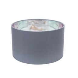 ValueLights Reni Grey Fabric with Metallic Chrome Inner Pendant Ceiling Lamp Shade & Bulb - Size: 6 inches - thumbnail 2