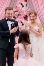 Neel Blue Decorative Artificial Flower Wall Panel Wedding Photo Background in Pink - thumbnail 6