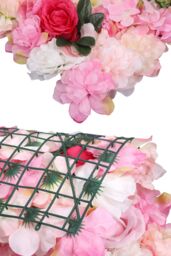 Neel Blue Decorative Artificial Flower Wall Panel Wedding Photo Background in Pink - thumbnail 4