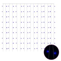 Berkfield Home LED Curtain Fairy Lights 3x3m 300 LED Blue 8 Function - thumbnail 3