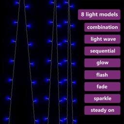 Berkfield Home LED Curtain Fairy Lights 3x3m 300 LED Blue 8 Function - thumbnail 6