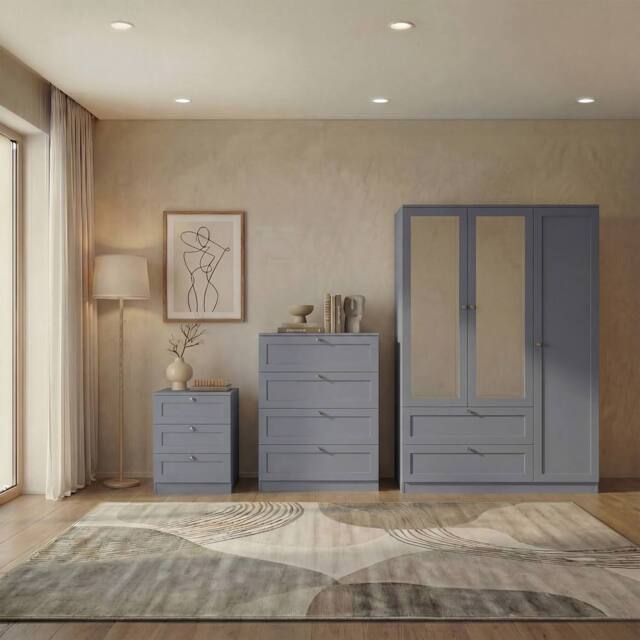 Home Discount Vida Designs Altino 3Pc Bedroom Set(3Dr Bedside, 4Dr Chest, Wardrobe) in Grey - image 1