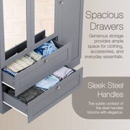 Home Discount Vida Designs Altino 3Pc Bedroom Set(3Dr Bedside, 4Dr Chest, Wardrobe) in Grey - thumbnail 7