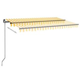 Berkfield Home Manual Retractable Awning 450x300 cm Yellow & White - thumbnail 3