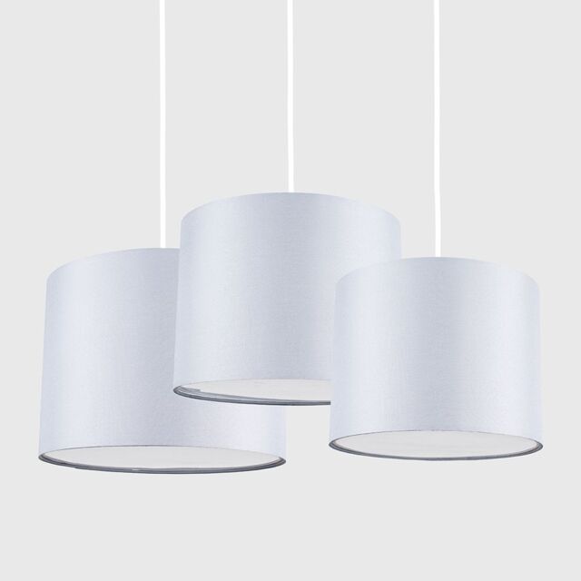 ValueLights Torbery Set of 3 Nesting Easy Fit Ceiling Light Lamp Shades with Bulbs in Light Grey - image 1