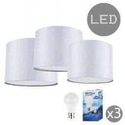 ValueLights Torbery Set of 3 Nesting Easy Fit Ceiling Light Lamp Shades with Bulbs in Light Grey - thumbnail 2