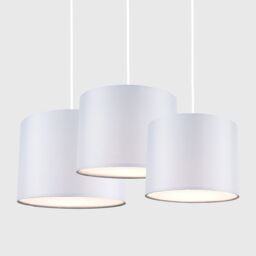 ValueLights Torbery Set of 3 Nesting Easy Fit Ceiling Light Lamp Shades with Bulbs in Light Grey - thumbnail 3