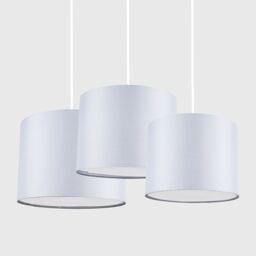 ValueLights Torbery Set of 3 Nesting Easy Fit Ceiling Light Lamp Shades with Bulbs in Light Grey