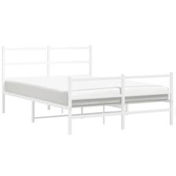 Berkfield Home Metal Bed Frame without Mattress with Footboard¬†White 140x190cm in White - Size: 140x190 cm - thumbnail 4