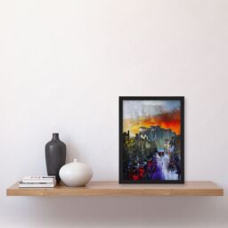 "Artery8 Edinburgh Castle Abstract Cityscape Painting Framed Art Print - Size: W12"" x H16""" - thumbnail 4