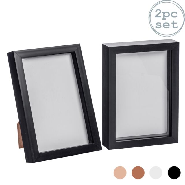"Nicola Spring 3D Box Photo Frames - A5 (6 x 8"") - Pack of 2 in Black" - image 1