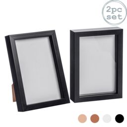 "Nicola Spring 3D Box Photo Frames - A5 (6 x 8"") - Pack of 2 in Black" - thumbnail 1