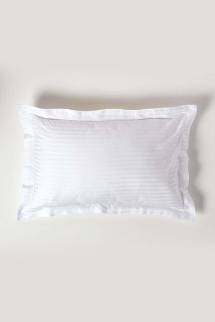 Homescapes Egyptian Cotton Satin Stripe Oxford Pillowcase 330 TC in White - image 1