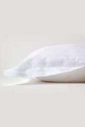 Homescapes Egyptian Cotton Satin Stripe Oxford Pillowcase 330 TC in White - thumbnail 2