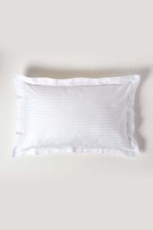 Homescapes Egyptian Cotton Satin Stripe Oxford Pillowcase 330 TC in White - thumbnail 1