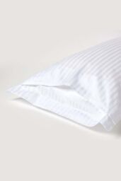 Homescapes Egyptian Cotton Satin Stripe Oxford Pillowcase 330 TC in White - thumbnail 3
