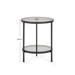 Cheshire Stirling Circular Lamp Table With Shelf in Smoked Glass & Black - thumbnail 4