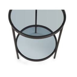 Cheshire Stirling Circular Lamp Table With Shelf in Smoked Glass & Black - thumbnail 3