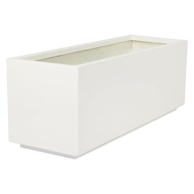 Primrose Fibreglass Trough Gloss Planter in White 90cm - image 1