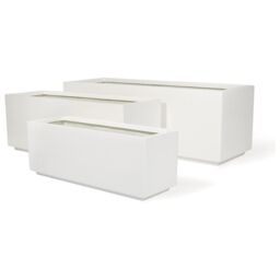 Primrose Fibreglass Trough Gloss Planter in White 90cm - thumbnail 5