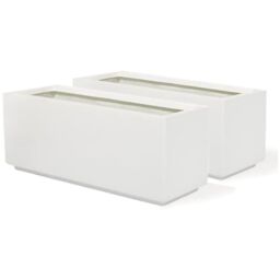 Primrose Fibreglass Trough Gloss Planter in White 90cm - thumbnail 6