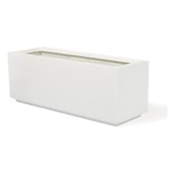Primrose Fibreglass Trough Gloss Planter in White 90cm - thumbnail 3