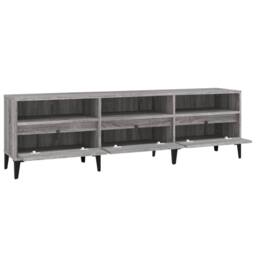 Berkfield Home TV Cabinet Grey Sonoma 150x30x44.5 cm Engineered Wood - thumbnail 7