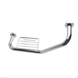 Nes Home Chrome 440mm Wall Mounted Bathroom Angled Grab Bar With Soap Dish in Silver