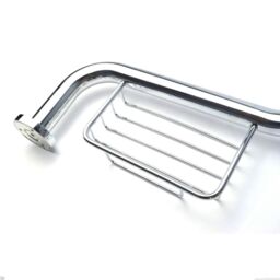 Nes Home Chrome 440mm Wall Mounted Bathroom Angled Grab Bar With Soap Dish in Silver - thumbnail 4