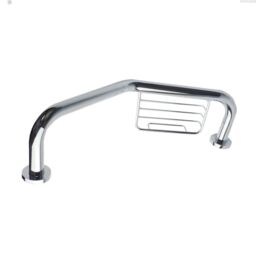 Nes Home Chrome 440mm Wall Mounted Bathroom Angled Grab Bar With Soap Dish in Silver - thumbnail 5