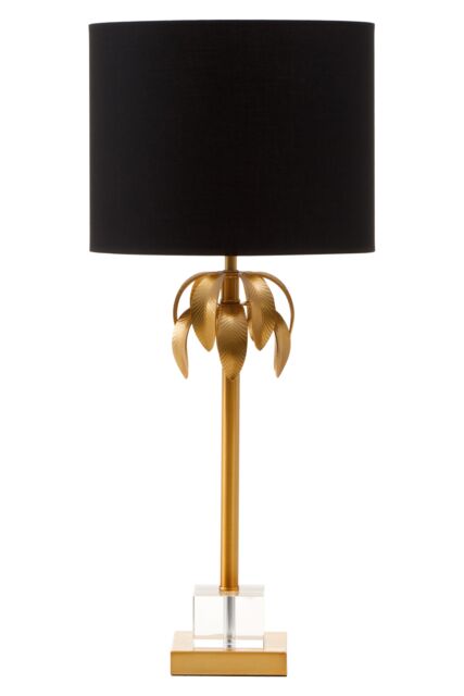 Orsina Metallic Table Lamp With Sculpted Gold Leaves, Vertical Decorative Lamp, Artistic Lighting For Entryway in Black - image 1