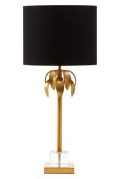 Orsina Metallic Table Lamp With Sculpted Gold Leaves, Vertical Decorative Lamp, Artistic Lighting For Entryway in Black - thumbnail 1