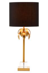 Orsina Metallic Table Lamp With Sculpted Gold Leaves, Vertical Decorative Lamp, Artistic Lighting For Entryway in Black - thumbnail 2