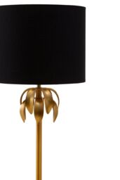 Orsina Metallic Table Lamp With Sculpted Gold Leaves, Vertical Decorative Lamp, Artistic Lighting For Entryway in Black - thumbnail 4