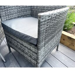 Outdoor Living Amazon Wicker Rattan Natural Bistro Set with outdoor cushion in Grey - thumbnail 6