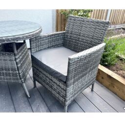 Outdoor Living Amazon Wicker Rattan Natural Bistro Set with outdoor cushion in Grey - thumbnail 5