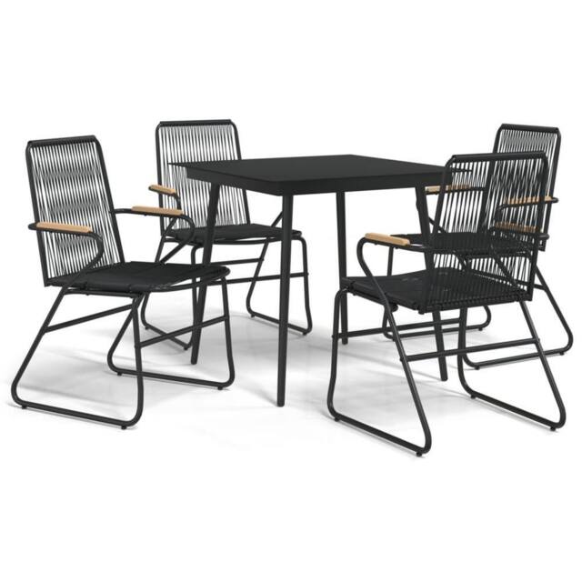Berkfield Home 5 Piece Garden Dining Set Black PVC Rattan - image 1