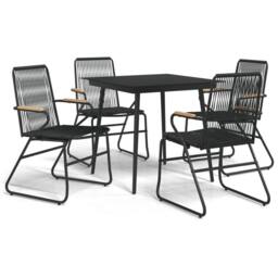 Berkfield Home 5 Piece Garden Dining Set Black PVC Rattan