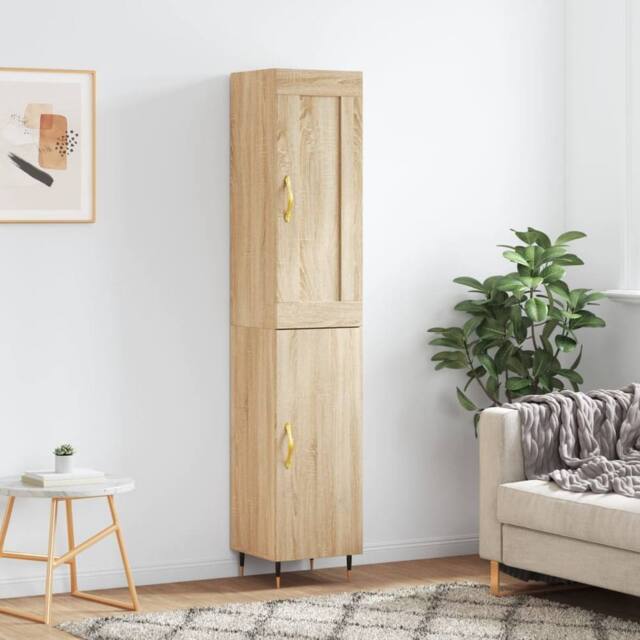Berkfield Home Highboard Sonoma Oak 34.5x34x180 cm Engineered Wood in Brown - image 1
