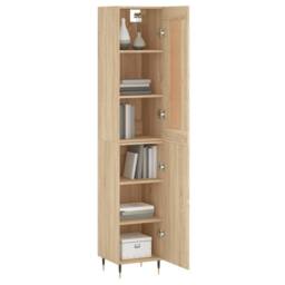Berkfield Home Highboard Sonoma Oak 34.5x34x180 cm Engineered Wood in Brown - thumbnail 3